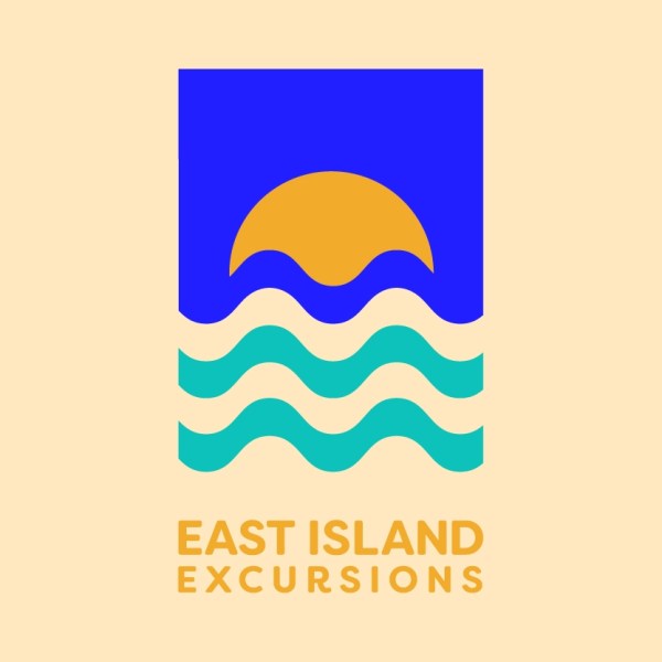 Sunset over waves logo with text 'East Island Excursions' below.