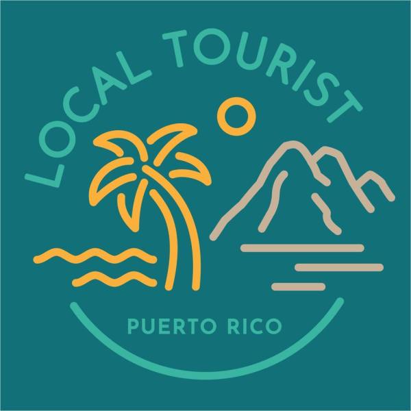 Logo with palm tree, sun, and mountains, text 'Local Tourist Puerto Rico' on teal background.
