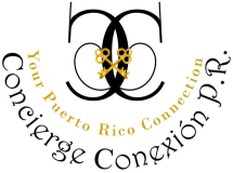 Logo with two crossed keys over stylized letters and text 'Concierge Conexión P.R. Your Puerto Rico Connection'.